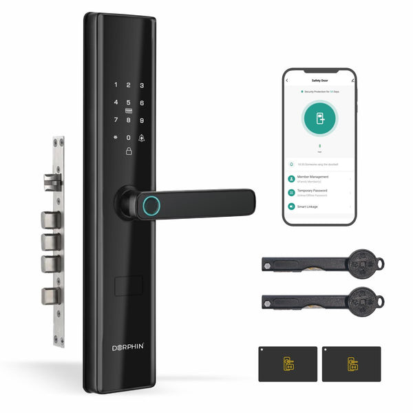 Dorphin A51 Smart Door Lock Fingerprint Lock, Inbuilt Wi-Fi, App For Remote Unlocking, RFID Card, PIN, Keys